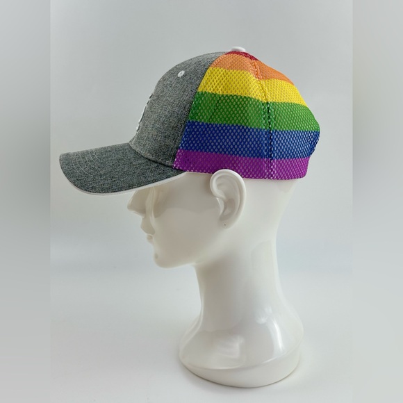 St. Louis Cardinals Gray Rainbow Mesh Back, Adjustable Vented Pride Unisex Cap - Picture 3 of 8